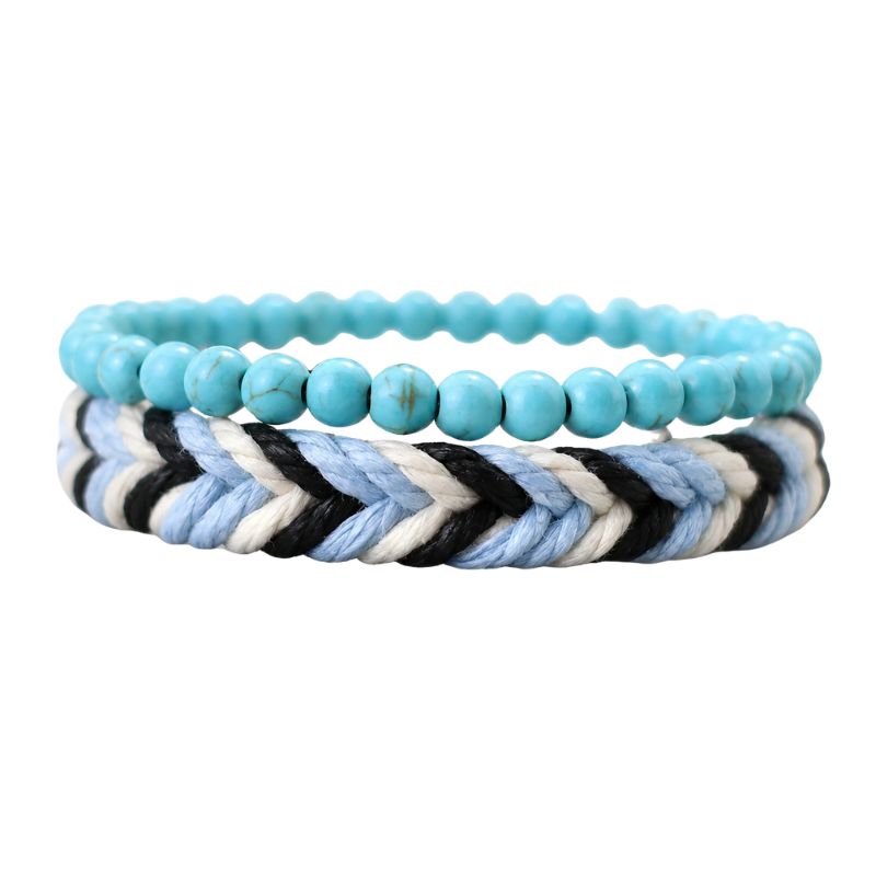 Bracelet Brésilien Homme Duo Turquoise Tressé