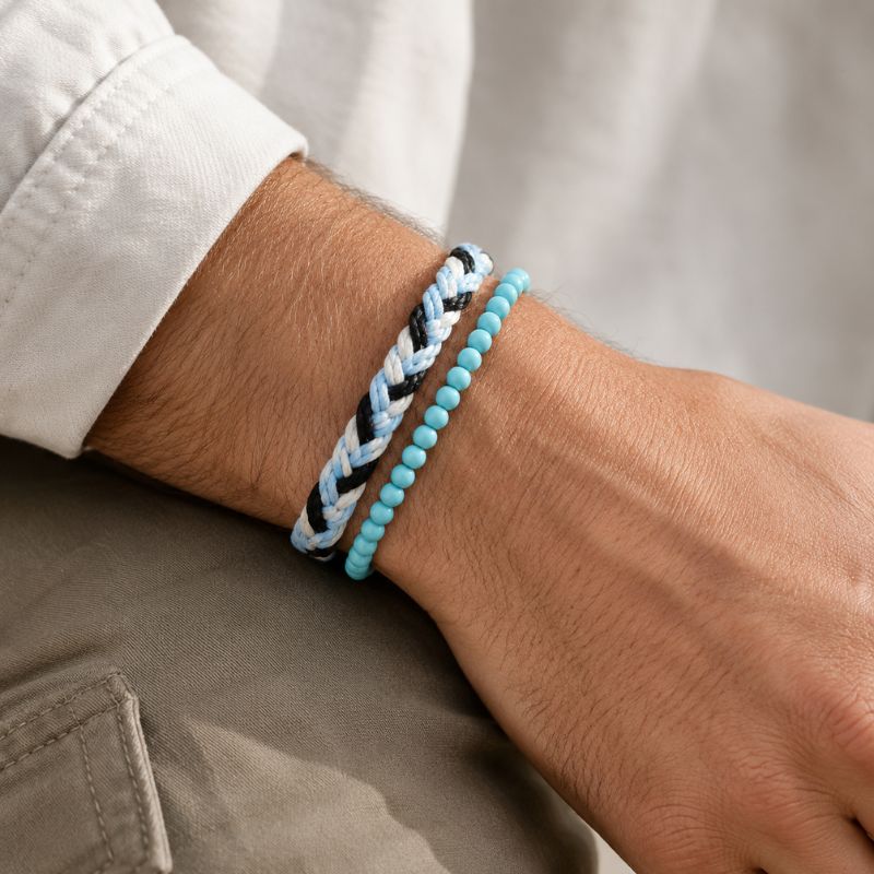 Bracelet Brésilien Homme Duo Turquoise Tressé