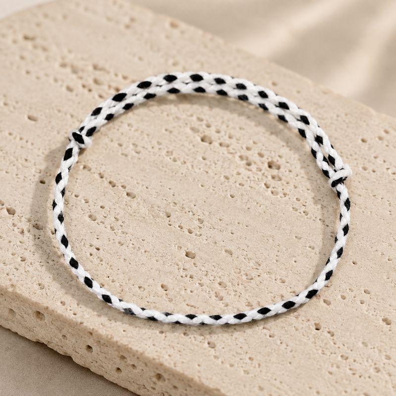 Bracelet Brésilien Homme Fin Tressé Blanc
