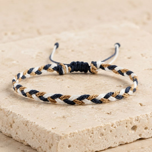 Bracelet Brésilien Homme Marine Blanc Beige