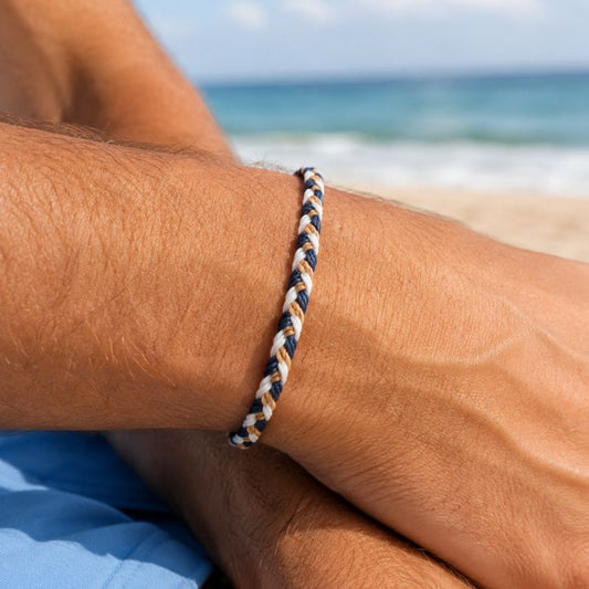 Bracelet Brésilien Homme Marine Blanc Beige