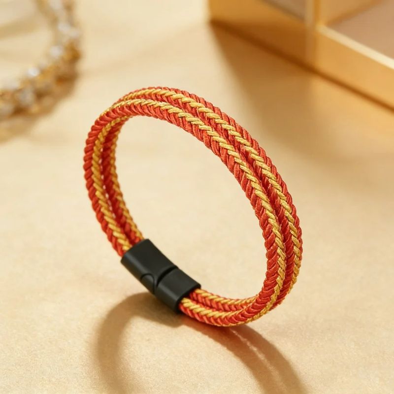 Bracelet Brésilien Homme Rouge Jaune Double Corde