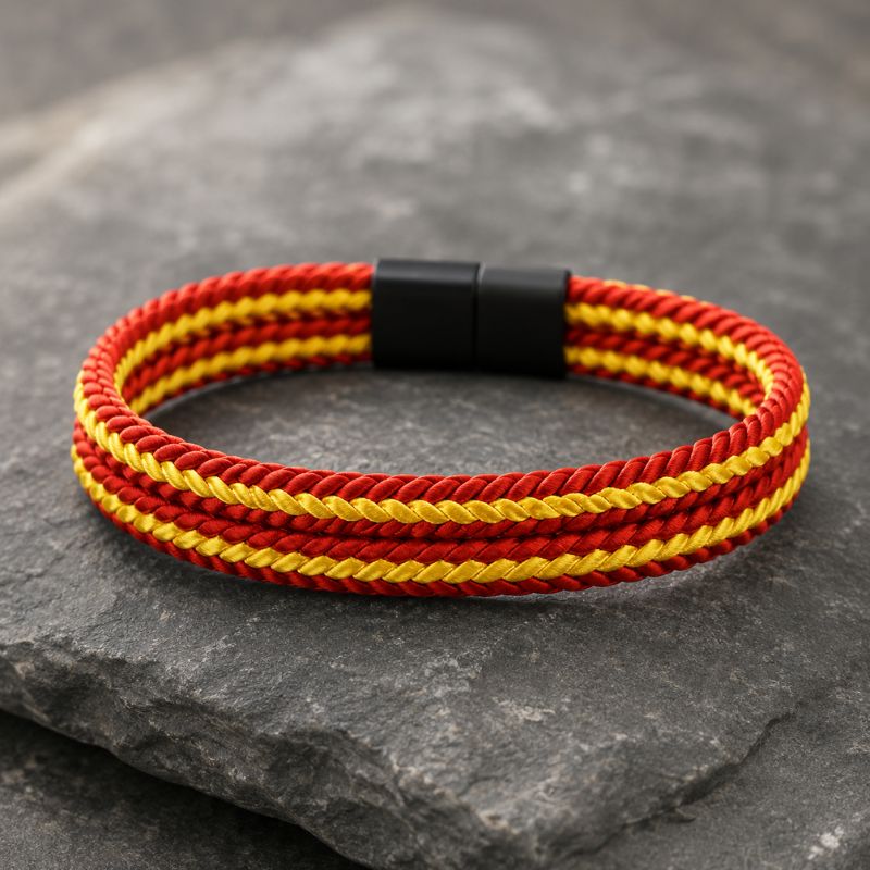 Bracelet Brésilien Homme Rouge Jaune Double Corde