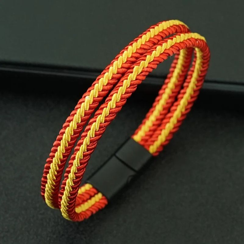 Bracelet Brésilien Homme Rouge Jaune Double Corde