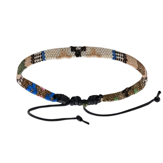 Bracelet Brésilien Homme Tissé Beige Bleu