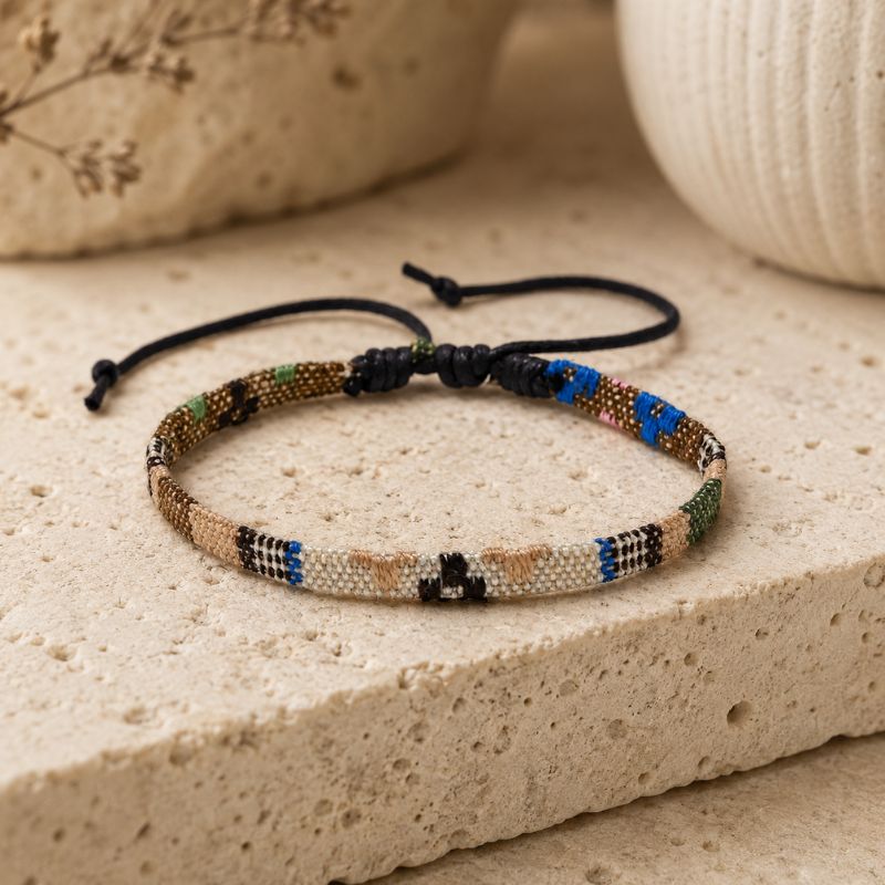 Bracelet Brésilien Homme Tissé Beige Bleu