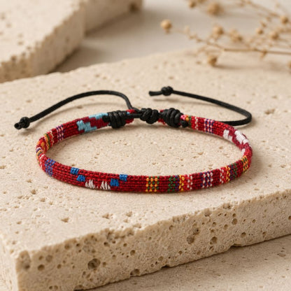 Bracelet Brésilien Homme Tissé Rouge Multicolore