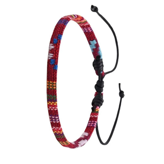 Bracelet Brésilien Homme Tissé Rouge Multicolore