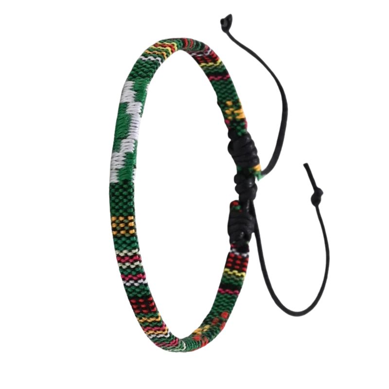 Bracelet Brésilien Homme Tissé Vert Bohème