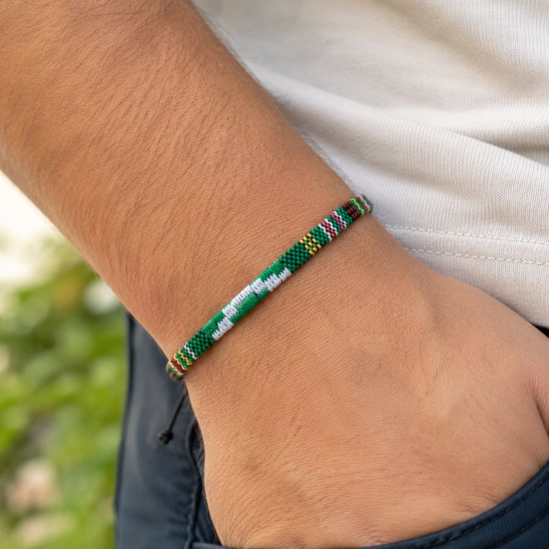 Bracelet Brésilien Homme Tissé Vert Bohème