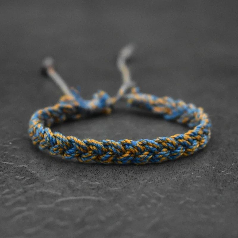 Bracelet Brésilien Homme Tressé Bleu Jaune