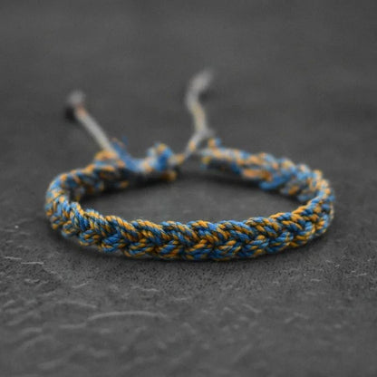 Bracelet Brésilien Homme Tressé Bleu Jaune