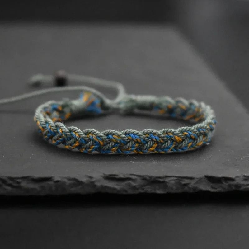 Bracelet Brésilien Homme Tressé Bleu Jaune