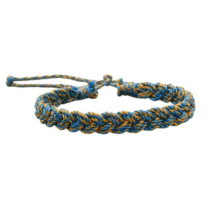 Bracelet Brésilien Homme Tressé Bleu Jaune