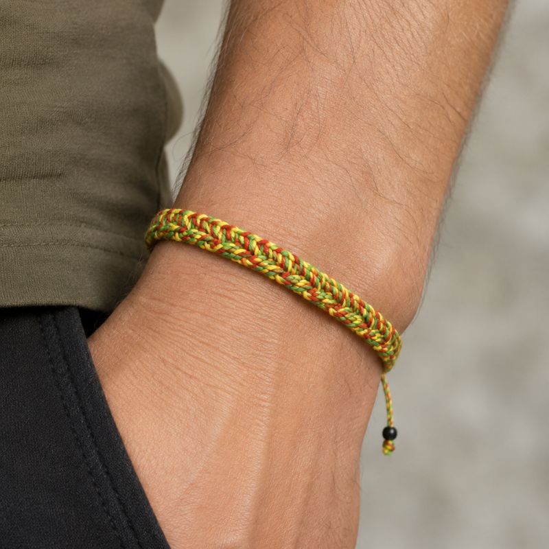 Bracelet Brésilien Homme Tressé Vert Jaune Rouge