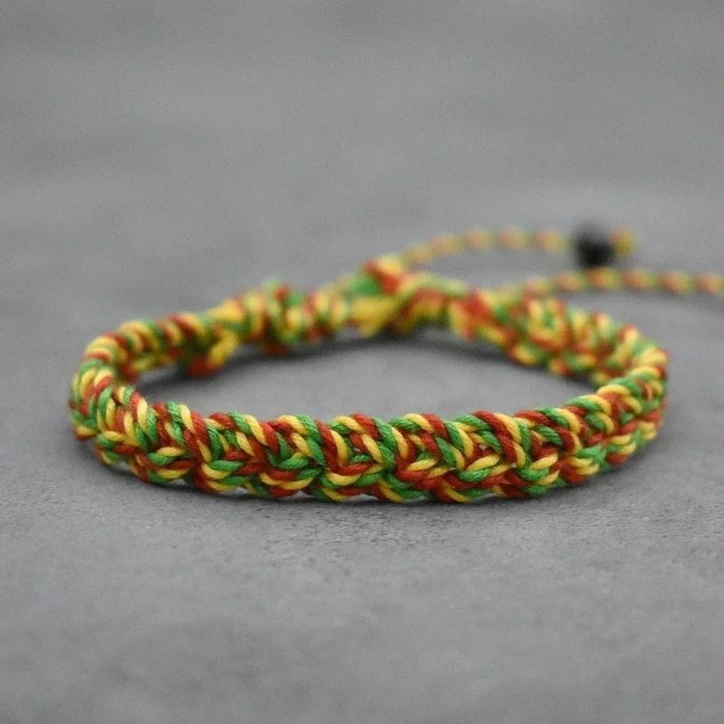 Bracelet Brésilien Homme Tressé Vert Jaune Rouge