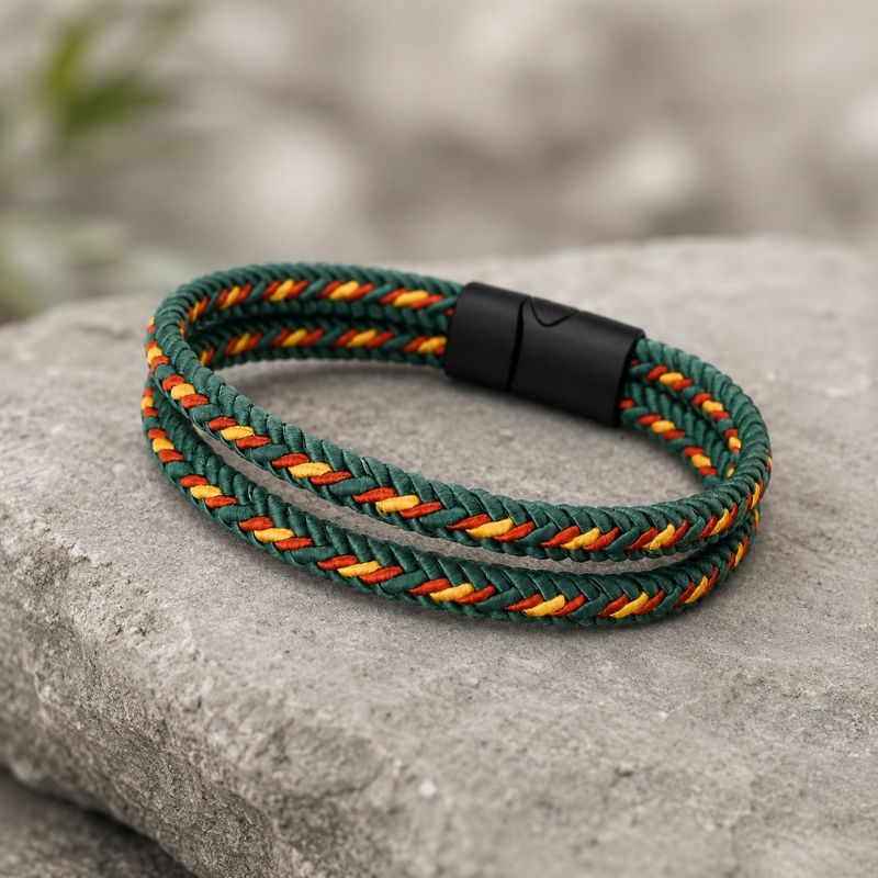 Bracelet Brésilien Homme Vert Double Rang