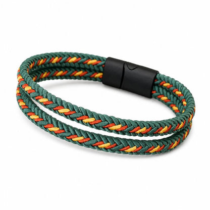 Bracelet Brésilien Homme Vert Double Rang