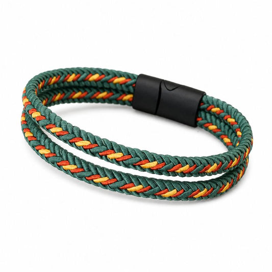Bracelet Brésilien Homme Vert Double Rang
