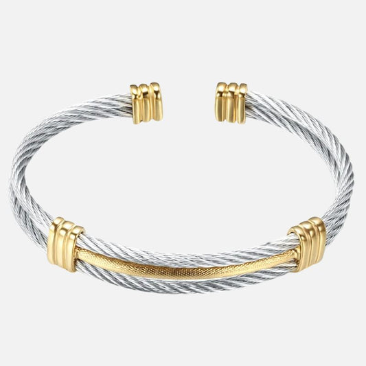 Bracelet Câble Homme Finition Bicolore – Acier Inoxydable