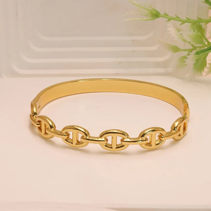 Bracelet Chaine Ancre Femme Jonc Doré Maillons - Acier Inoxydable