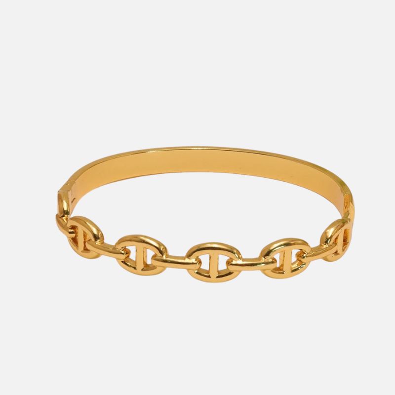 Bracelet Chaine Ancre Femme Jonc Doré Maillons - Acier Inoxydable