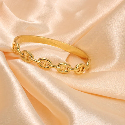 Bracelet Chaine Ancre Femme Jonc Doré Maillons - Acier Inoxydable