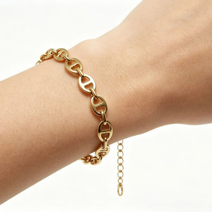 Bracelet Chaine Ancre Femme Maille Grain De Café - Acier Inoxydable