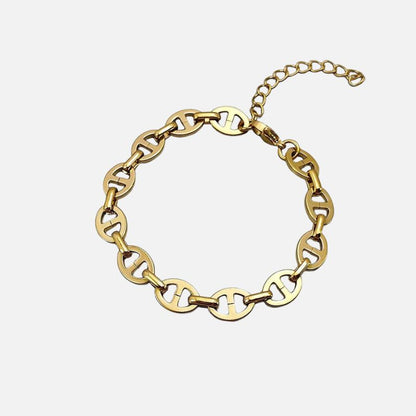 Bracelet Chaine Ancre Femme Maille Grain De Café - Acier Inoxydable