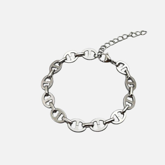 Bracelet Chaine Ancre Femme Maille Grain De Café - Acier Inoxydable