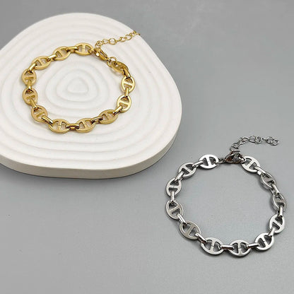 Bracelet Chaine Ancre Femme Maille Grain De Café - Acier Inoxydable