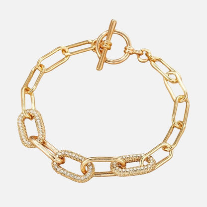 Bracelet Chaine Ancre Femme Mailles Pavées Strass