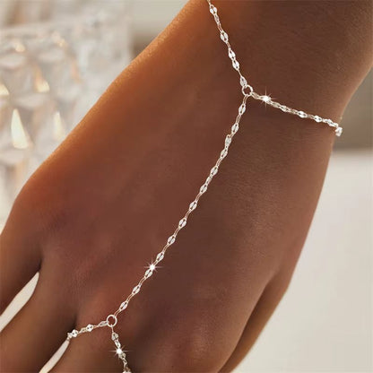 Bracelet Chaîne Bague Argenté Maille Fine