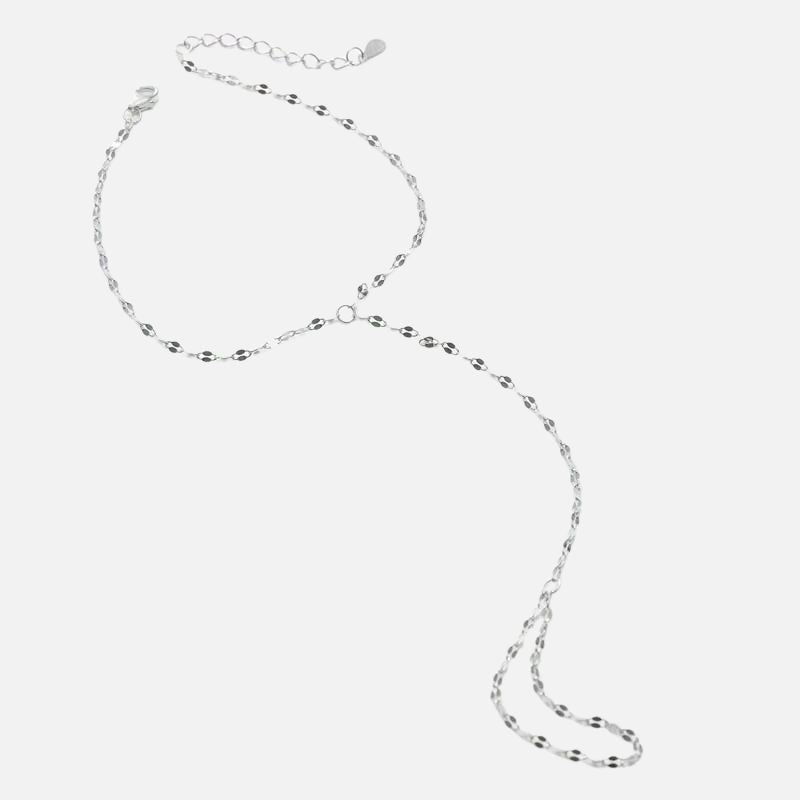 Bracelet Chaîne Bague Argenté Maille Fine