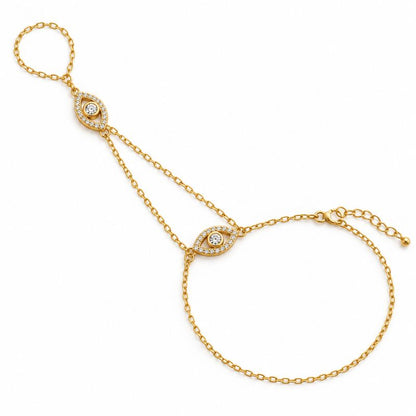 Bracelet Chaine Bague Œil Ajouré Zircons