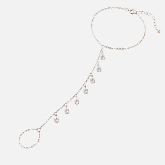 Bracelet Chaine Bague Strass Pendants - Acier Inoxydable