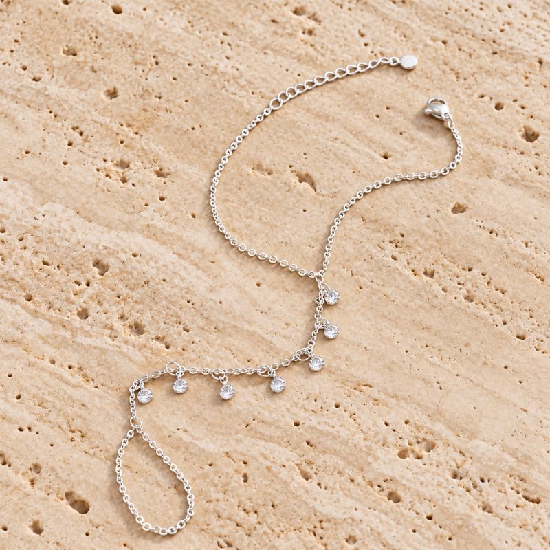 Bracelet Chaine Bague Strass Pendants - Acier Inoxydable