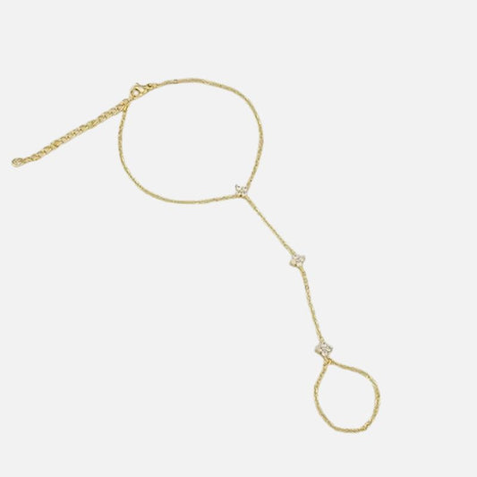 Bracelet Chaine Bague Trois Fleurs