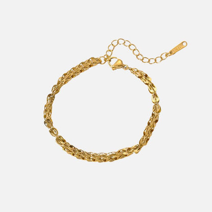 Bracelet Chaine Femme Acier Inoxydable Maillons Sculptés Dorés