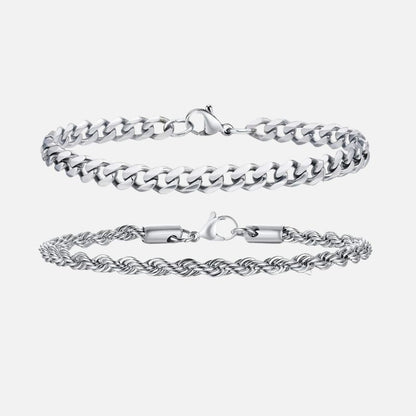 Bracelet Chaine Homme Duo Acier Inoxydable