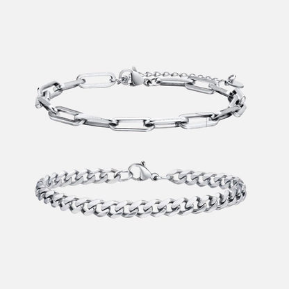 Bracelet Chaine Homme Duo Mixtes Acier Inoxydable