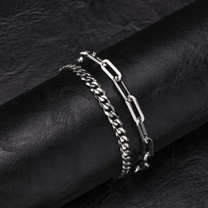 Bracelet Chaine Homme Duo Mixtes Acier Inoxydable