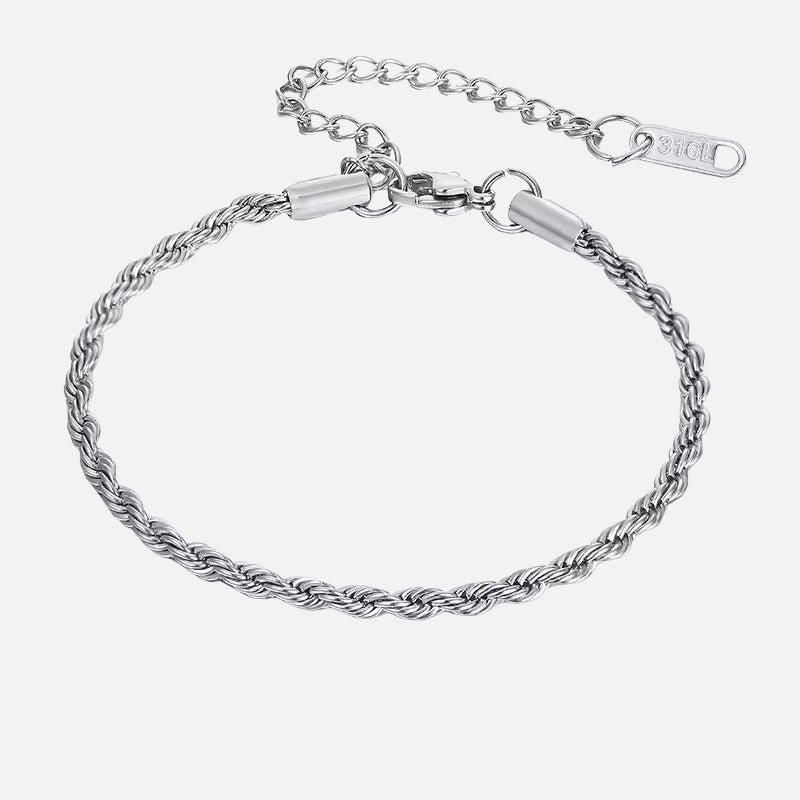 Bracelet Chaine Homme Fin Argenté Acier Inoxydable