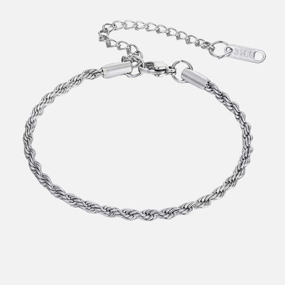 Bracelet Chaine Homme Fin Argenté Acier Inoxydable