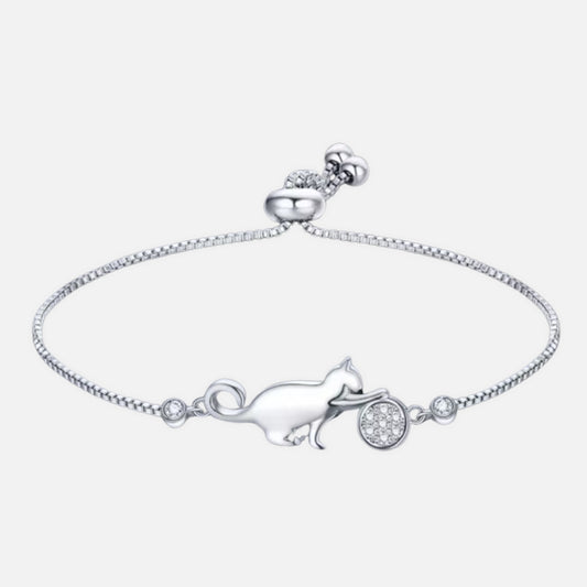 Bracelet Chat en Acier Inoxydable et Zircon