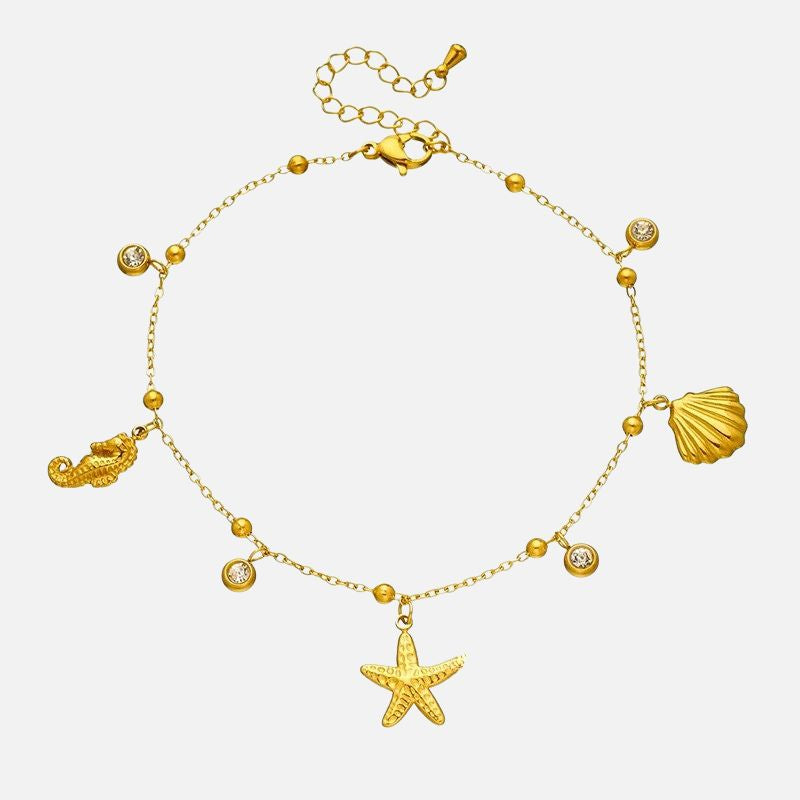 Bracelet Cheville Femme Breloques Marines - Acier Inoxydable