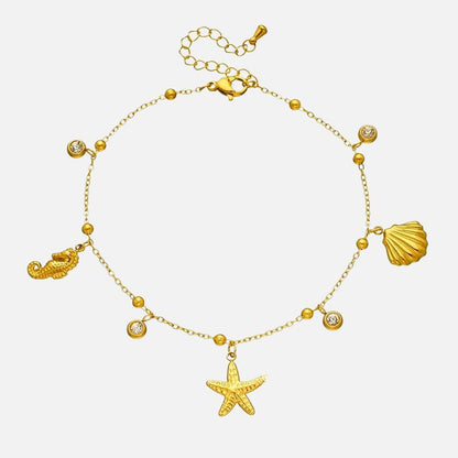 Bracelet Cheville Femme Breloques Marines - Acier Inoxydable