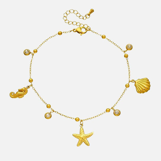 Bracelet Cheville Femme Breloques Marines - Acier Inoxydable