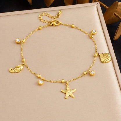 Bracelet Cheville Femme Breloques Marines - Acier Inoxydable