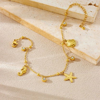 Bracelet Cheville Femme Breloques Marines - Acier Inoxydable